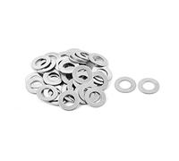 sourcing map Sourcingmap-Tornillo M6x 12mm x 0,5mm planos de acero inoxidable Pad Arandela Junta tono de plata 50PCS