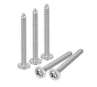 sourcing map ST3 x 30 x 7 mm Phillips Tornillo autorroscante de cabeza plana con arandela, 100 piezas - Tornillo de madera de acero inoxidable 304 rosca completa (plata)