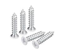 sourcing map ST4 x 18 mm tornillos autorroscantes blancos, 100 tornillos Phillips de cabeza plana para carpintería