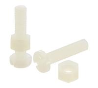 sourcing map Surtido de 50 tuercas de tornillo de nailon, tornillos de cabeza plana ranurada M5-0,8 x 20 mm y tuercas hexagonales M5 para maquinaria, electrónica, color blanco