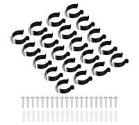 sourcing map T10 U Clips Soporte para LED Luz Bombilla Montaje Soporte Inoxidable Acero Fluorescente Tubo Soporte Tornillo Tubo Abrazaderas, Negro Paquete de 20