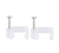 sourcing map Tachas coaxiales de uñas de clip de cable plano 200pcs pinzas de alambre 10 mm blanco
