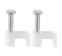 sourcing map Tachas coaxiales de uñas de clip de cable plano 200pcs pinzas de alambre 5 mm blanco