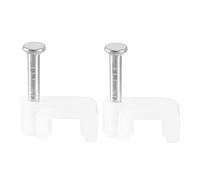 sourcing map Tachas coaxiales de uñas de clip de cable plano 200pcs pinzas de alambre 6 mm blanco