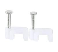 sourcing map Tachas coaxiales de uñas de clip de cable plano 200pcs pinzas de alambre 7 mm blanco