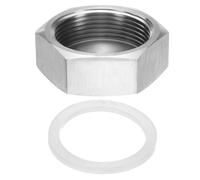 sourcing map Tapa hexagonal de acero inoxidable 304 con arandela, accesorio de tubería de rosca hembra G1-1/2 pulgadas, tubo de válvula de parada de línea de agua, extremos de tubo para accesorios de