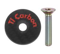 sourcing map Tapa superior de fibra de carbono para auriculares de bicicleta de 1 1/4 pulgadas OD con perno M6 colorido para bicicleta de montaña, carretera, MTB, rojo