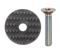sourcing map Tapa superior de fibra de carbono para auriculares de bicicleta de 1 1/4 pulgadas OD con perno M6 colorido para bicicleta de montaña y carretera MTB