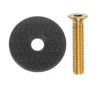 sourcing map Tapa superior para auriculares de bicicleta de 1 1/4 pulgadas OD con vástago de fibra de carbono con perno de titanio dorado para bicicleta de montaña, bicicleta de carretera MTB