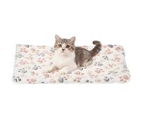 sourcing map Tapete de cama para perro y gato, suave forro polar coral para mascotas con bonito estampado de patas, cama cálida y lavable para mascotas de 21 x 14 pulgadas, color blanco, diseñado para