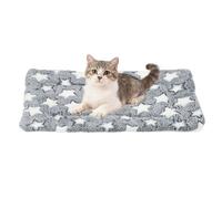 sourcing map Tapete de cama para perro y gato, suave forro polar coral para mascotas con bonito estampado de estrellas, cama cálida y lavable para mascotas de 21 x 14 pulgadas, color gris y blanco