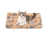 sourcing map Tapete de cama para perro y gato, suave forro polar coral para mascotas con bonito estampado de patas, cálido y lavable, cama para mascotas de 13 x 10 pulgadas, color café, diseñado para