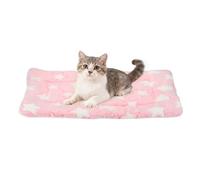 sourcing map Tapete de cama para perro y gato, suave forro polar coral para mascotas con bonito estampado de estrellas, cama cálida y lavable para mascotas, 19 x 13 pulgadas, color rosa, diseñada para