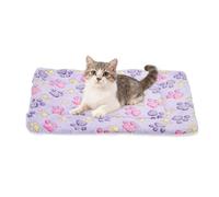 sourcing map Tapete de cama para perro y gato, suave forro polar coral para mascotas con bonito estampado de patas, cálido y lavable, cama para mascotas de 19 x 13 pulgadas, color morado, diseñado