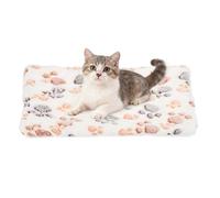sourcing map Tapete de cama para perro y gato, suave forro polar coral para mascotas con bonito estampado de patas, cama lavable y cálida para mascotas, 13 x 10 pulgadas, color blanco, diseñado para