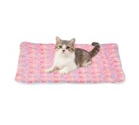 sourcing map Tapete de cama para perro y gato, suave forro polar coral para mascotas con bonito estampado de estrellas, cama cálida y lavable para mascotas de 23 x 18 pulgadas, color rosa, diseñado