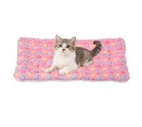 sourcing map Tapete de cama para perro y gato, suave forro polar coral para mascotas con bonito estampado de estrellas, cama cálida y lavable para mascotas de 21 x 14 pulgadas, color rosa, diseñado