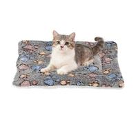 sourcing map Tapete de cama para perro y gato, suave forro polar coral para mascotas con bonito estampado de patas, cama cálida y lavable para mascotas, 13 x 10 pulgadas, color negro, diseñado para