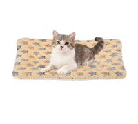 sourcing map Tapete de cama para perro y gato, suave forro polar coral para mascotas con bonito estampado de estrellas, cama cálida y lavable para mascotas, 13 x 10 pulgadas, color café, diseñado para