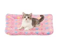 sourcing map Tapete de cama para perro y gato, suave forro polar coral para mascotas con bonito estampado de estrellas, cama cálida y lavable para mascotas, 13 x 10 pulgadas, color rosa, diseñado para