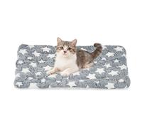 sourcing map Tapete de cama para perro y gato, suave forro polar coral para mascotas con bonito estampado de estrellas, cama cálida y lavable para mascotas de 23 x 18 pulgadas, color gris y blanco