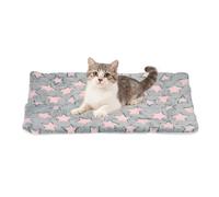 sourcing map Tapete de cama para perro y gato, suave forro polar coral para mascotas con bonito estampado de estrellas, cama cálida y lavable para mascotas de 23 x 18 pulgadas, color gris y rosa