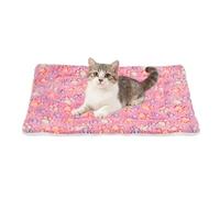 sourcing map Tapete de cama para perro y gato, suave forro polar coral para mascotas con bonito estampado de patas, cálido y lavable, cama para mascotas de 23 x 18 pulgadas, color rosa, diseñado para