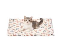 sourcing map Tapete de cama para perro y gato, suave forro polar coral para mascotas con bonito estampado de patas, cálido y lavable, cama para mascotas de 23 x 18 pulgadas, color blanco, diseñado
