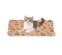 sourcing map Tapete de cama para perro y gato, suave forro polar coral para mascotas con bonito estampado de patas, cama cálida y lavable para mascotas, 19 x 13 pulgadas, color café, diseñado para