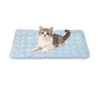 sourcing map Tapete de cama para perro y gato, suave forro polar coral para mascotas con bonito estampado de estrellas, cama cálida y lavable para mascotas de 23 x 18 pulgadas, color azul, diseñado