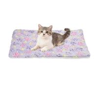 sourcing map Tapete de cama para perro y gato, suave forro polar coral para mascotas con bonito estampado de patas, cálido y lavable, cama para mascotas de 21 x 14 pulgadas, color morado, diseñado