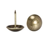 sourcing map Tapicería Clavos Tachuelas 19mm Diámetro 23mm Altura Antiguo Redondo Pulgar Empuje Pasadores Bronce Tono para Muebles Sofá Cabeceros, 50 Piezas