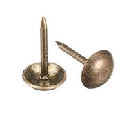 sourcing map Tapicería Clavos Tachuelas 7mm Diámetro 10mm Altura Antiguo Redondo Pulgar Empuje Pasadores Bronce Tono para Muebles Sofá Cabeceros, 150 Piezas