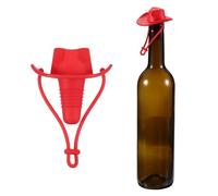 sourcing map Tapón de vino de silicona con sombrero de vaquero, reutilizable, divertido tapón de vino hermético a prueba de fugas, tapón de botella de vidrio para bar fiesta de vacaciones, rojo