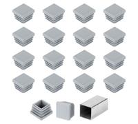 sourcing map Tapones de extremo de tubo cuadrados de 20 mm, 50 tapones de plástico para agujeros de inserción para tubos de metal, postes, sillas, estantes, muebles, color gris