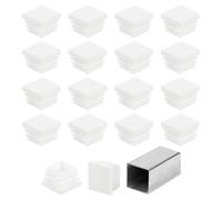 sourcing map Tapones de extremo de tubo cuadrados de 20 mm, 50 tapones de plástico para agujeros de inserción para tubos de metal, postes, sillas, estantes, muebles, color blanco