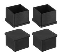 sourcing map Tapones de goma para patas de muebles, 4 piezas de 25 x 25 mm, tapas rectangulares para patas de silla con bordes, protector de suelo para mesa, silla, patas de equipo de maquinaria