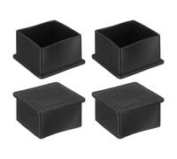 sourcing map Tapones de goma para patas de muebles, 4 piezas de 50 x 50 mm, tapas rectangulares para patas de silla, protectores de suelo para mesa, silla, patas de equipo de maquinaria (negro)