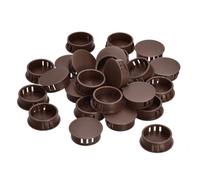 sourcing map Tapones de plástico de 28 mm, 26 piezas de panel empotrado, tapones de bloqueo redondos a presión para muebles, paneles de tapas de extremo de inserción, color marrón