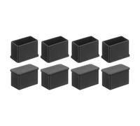 sourcing map Tapones de plástico para patas de muebles, 8 piezas de 15 x 30 mm, tapas rectangulares para patas de silla, protectores de suelo para mesa, silla, patas de equipo de maquinaria (negro)