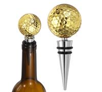 sourcing map Tapones de vino de pelota de golf, reutilizables, herméticos, a prueba de fugas, para golf, bar, hogar, cocina, botella de champán, regalo decorativo (2 anillos, dorado)