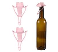 sourcing map Tapones de vino de silicona con diseño de sombrero de vaquero, reutilizables, divertidos, herméticos, a prueba de fugas, tapón de botella de vidrio para bar, fiesta, color rosa