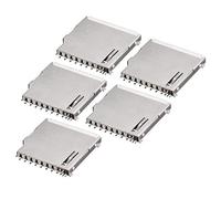 sourcing map Tarjeta de Memoria SD enchufeConector de Montaje en PCB de 11 Pines de Cuerpo Largo 5pcs