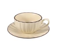 sourcing map Tazas de café vintage hechas a mano, tazas de café y platillos de 8 onzas, taza de té de cerámica con asa, apta para lavavajillas y microondas, para café con leche, capuchino, leche