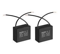 sourcing map Techo Ventilador Condensador CBB61 10uF 450V AC 2 Cables Metalizado Polipropileno Película Condensadores 47x25x42.5mm para Agua Bomba Motor Generador, Paquete de 2