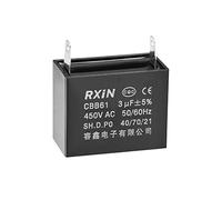 sourcing map Techo Ventilador Condensador CBB61 3uF 450V AC Único Inserción Metalizado Polipropileno Película Condensadores 38x20x30mm para Agua Bomba Motor Generador