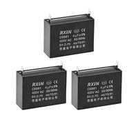 sourcing map Techo Ventilador Condensador CBB61 4uF 450V AC Único Inserción Metalizado Polipropileno Película Condensadores 47x18x34mm para Agua Bomba Motor Generador, Paquete de 3