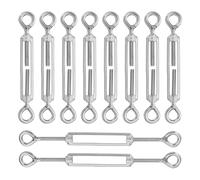 sourcing map Tensores M5 de ojo y ojo para tensión de cuerda de alambre de cable, tensor de acero inoxidable 304 ajustable para colgar luces de sombra, paquete de 10