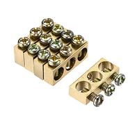 sourcing map Terminal Tierra Barra Tornillo Bloque Barrera Latón 3 Posiciones 25mmx5,7mmx10mm para Eléctrica Distribución 5uds