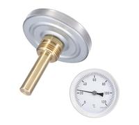 sourcing map Termómetro bimetálico con vástago de acero inoxidable de 2 pulgadas y esfera de 2.5 pulgadas, rango de temperatura de 0-120 °C, lente de vidrio inastillable, grado industrial